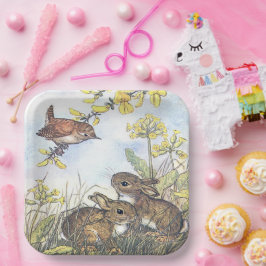 Plato De Papel Molly Brett Cute conejitos Wren Forsythia