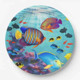Plato De Papel Molokini Cove Pescado Tropical Hawaiano