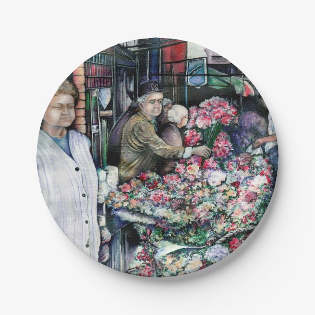 Plato De Papel Momento mágico en el mercado de Misloc (Anverso)