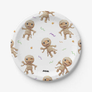 PLATO DE PAPEL MOMIA DE HALLOWEEN
