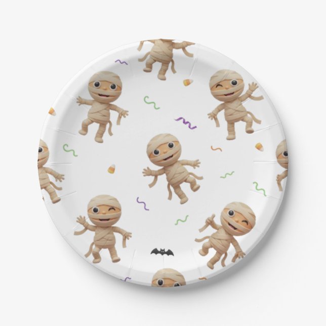 PLATO DE PAPEL MOMIA DE HALLOWEEN (Anverso)