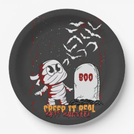 Plato De Papel Momia en tumba Boo Halloween