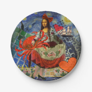 Plato De Papel Mona Lisa Diversión Zodíaco Caprichoso