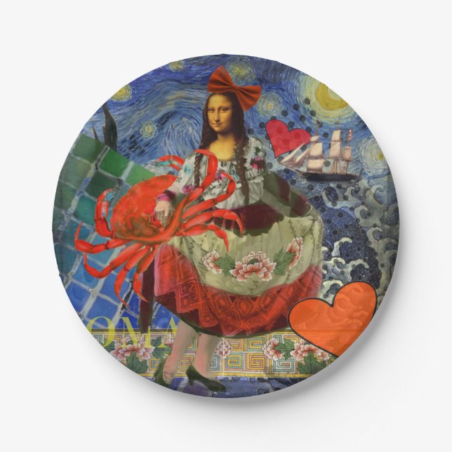Plato De Papel Mona Lisa Fun Zodiac Whimsical (Anverso)