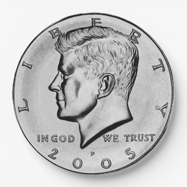 Plato De Papel Moneda de medio dólar Kennedy (Anverso)