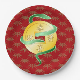 Plato De Papel Moneda de oro china del Año Nuevo Lunar de la Serp