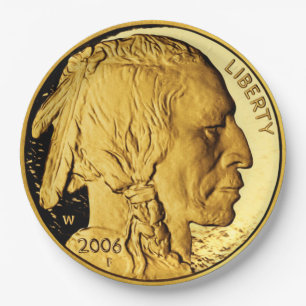 Plato De Papel Moneda de oro de cabeza india