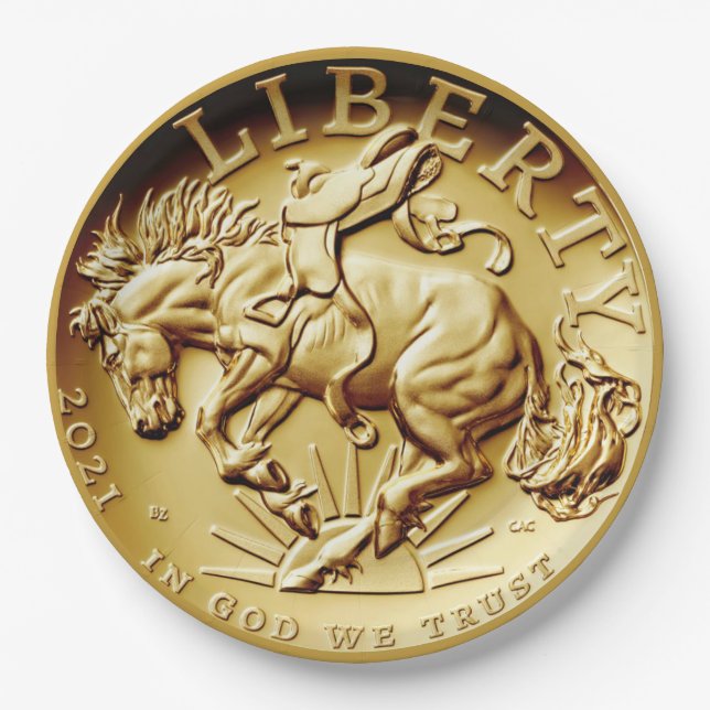 Plato De Papel Moneda del caballo de la libertad  (Anverso)