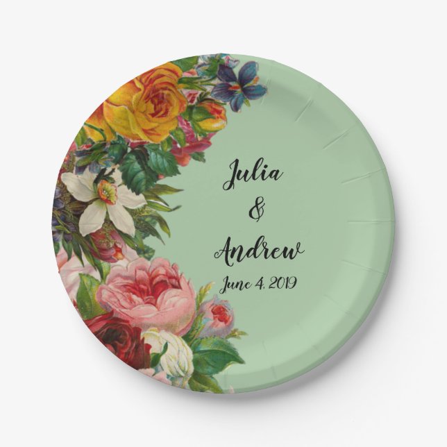 Plato De Papel Moneda floral (Anverso)