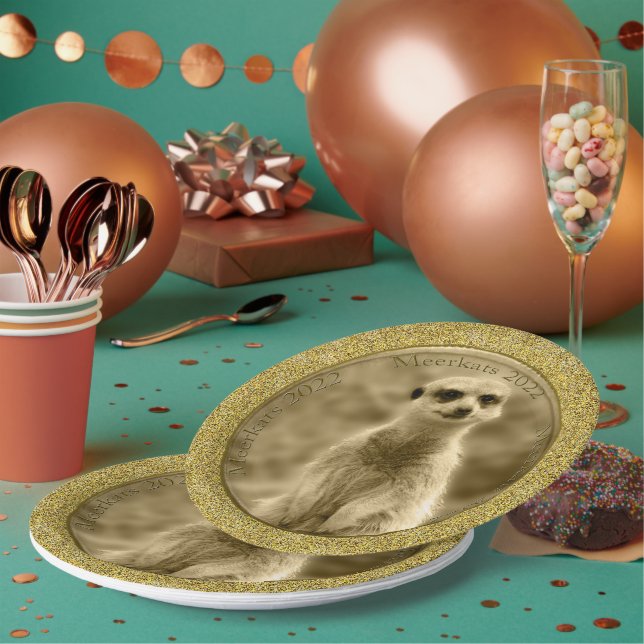 Plato De Papel Moneda Golden Meerkat 2022, placas de papel (Multi)