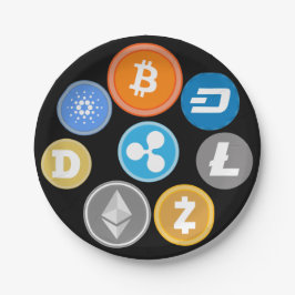 PLATO DE PAPEL MONEDAS DE CRIPTOMONEDA