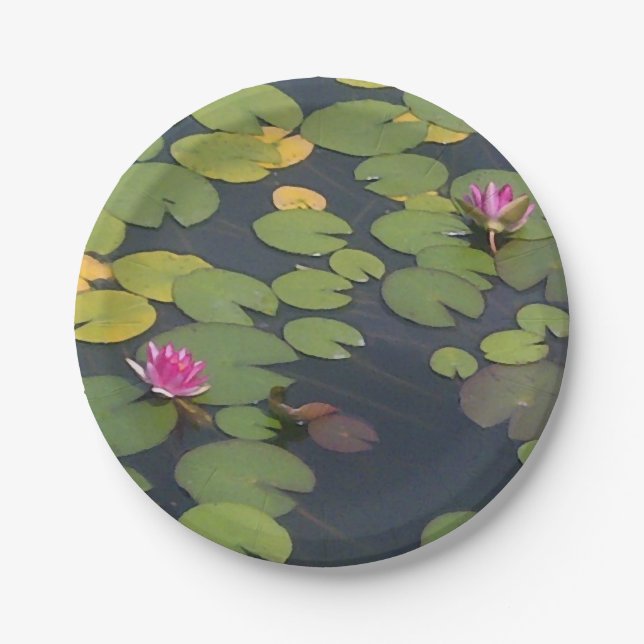 Plato De Papel Monet de pintura de estanques de Lilypad (Anverso)