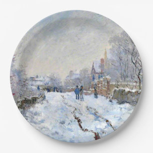 Plato De Papel Monet - Escena de nieve en Argenteuil