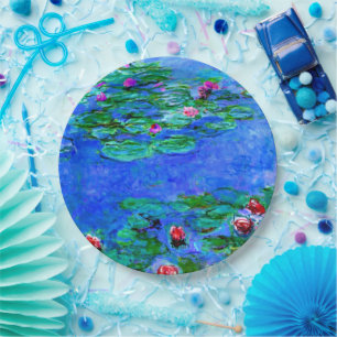 Plato De Papel Monet - Lilies de agua (rojo)