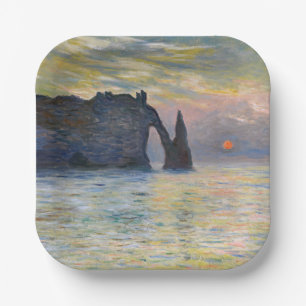 Plato De Papel Monet - Manneport, acantilado en Etretat, Sunset