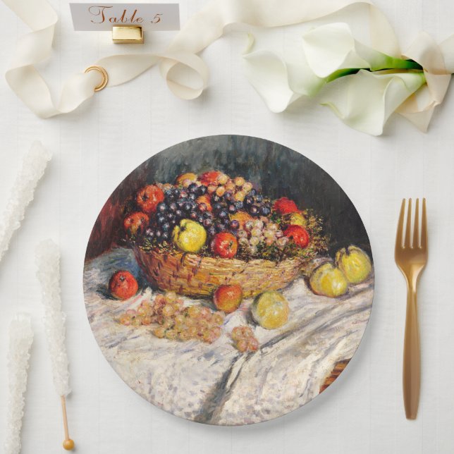 Plato De Papel Monet - manzanas y uvas, (Boda)