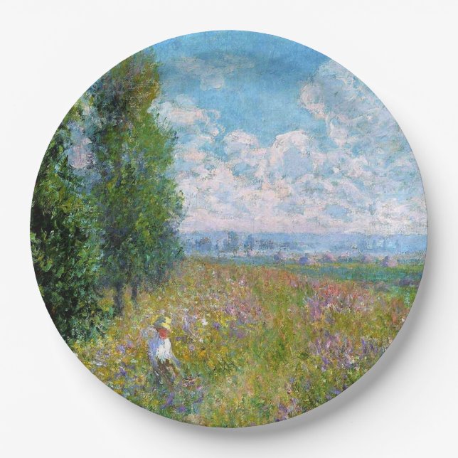 Plato De Papel Monet - Meadow con álamos (Anverso)