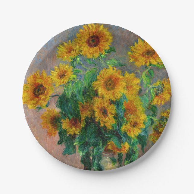 Plato De Papel Monet Sunflowers (Anverso)