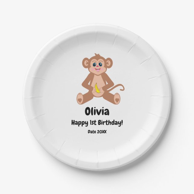 Plato De Papel Mono en blanco (Anverso)