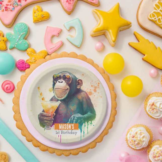 Plato De Papel Mono - Fiesta de cumpleaños - (Subido por el creador)