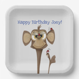 Plato De Papel Mono tonto y Ladybugs