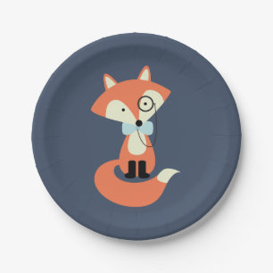 Plato De Papel Monocle Hipster Red Fox