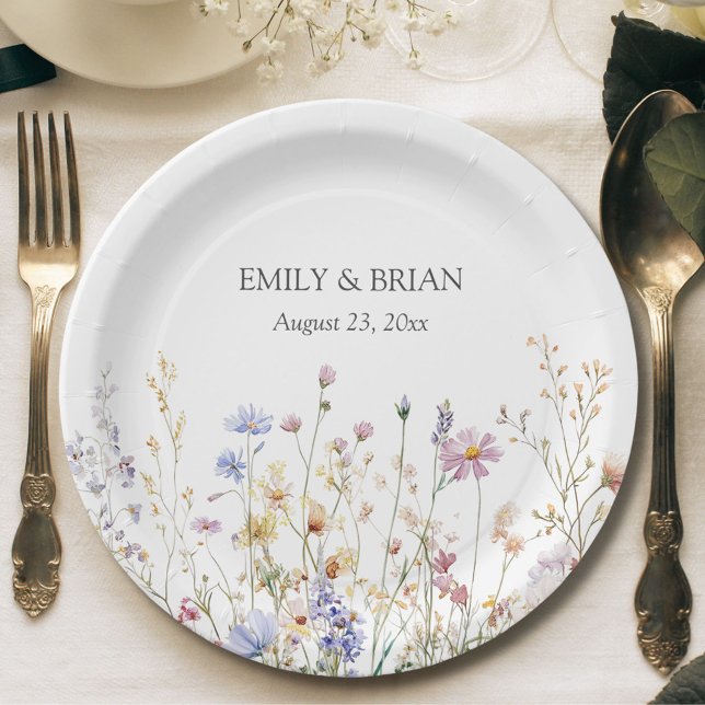 Plato De Papel Monograma acuarela Rústica Bonito silvestre (In situ)