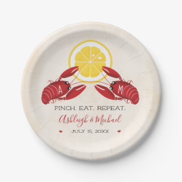 Plato De Papel Monograma Crawfish Boil Wedding Ducha Placas de pa