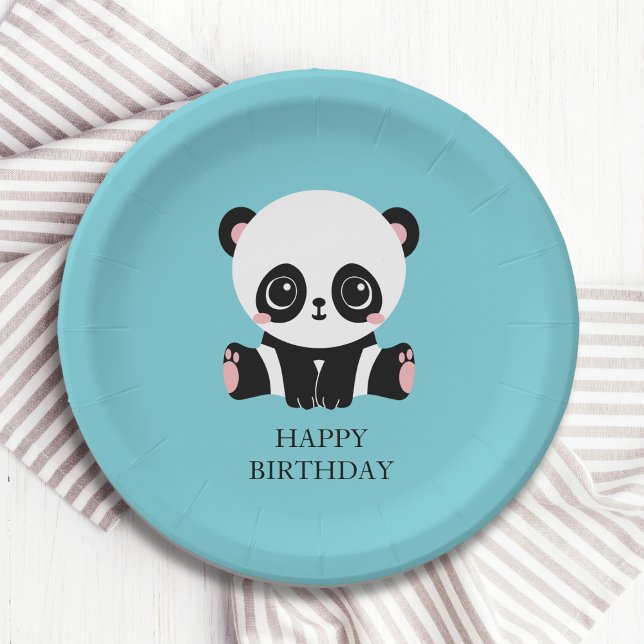 Plato De Papel Monograma Cute Panda Goma de burbuja personalizada (Subido por el creador)
