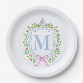 Plato De Papel Monograma de Ginger Jar y Navidades Berries