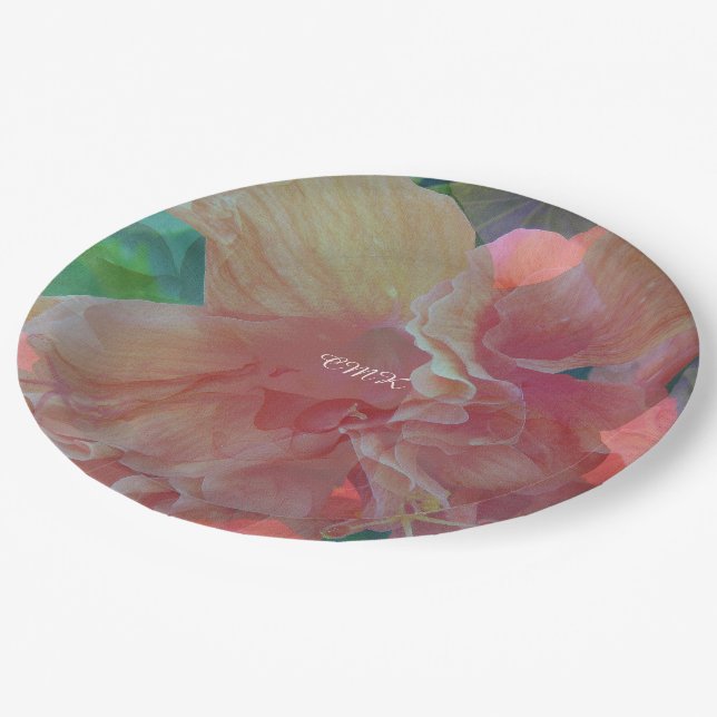 Plato De Papel Monograma de Hibiscus Pique Fabric (Angular)