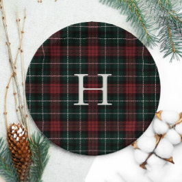 Plato De Papel Monograma de Holiday Tartan