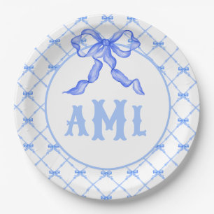 Plato De Papel Monograma de la Chinoiserie Grandmillennial Bamboo