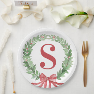 Plato De Papel Monograma de Navidades de la Generación de Niveles