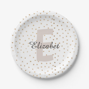 Plato De Papel Monograma de nombre personalizado de carta persona