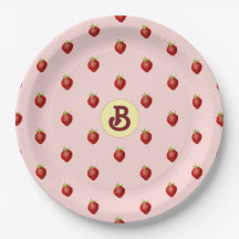 Monograma de nombre rosa de fresa femenino lindo