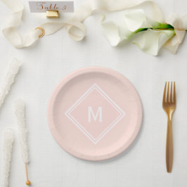 Plato De Papel Monograma de Personalizado básico moderno y elegan