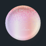 Plato De Papel Monograma de purpurina rosa dorada y púrpura arcoí<br><div class="desc">Platos de fiesta con nombre y monograma metálico con purpurina de lámina metálica falsa de color púrpura, dorado y rosa claro con efecto ombre arcoíris pastel. Esto hace el regalo perfecto para alguien que ama el lujo y los estilos chic en cumpleaños dulces 16, bodas, duchas de novia, aniversarios, duchas...</div>