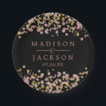 Plato De Papel Monograma del Boda de oro del Rosa de espuma de Co<br><div class="desc">Confetti Sparkle Shine Faux Rosa Platos de papel Boda Oro y Oro con fondo editable en color. Con el tipo de letra de guión de pincel de moda! ~ Cambie fácilmente el color de fondo de la acuarela, haga clic en "Personalizar" Desplazarse hacia abajo a través del texto y las...</div>