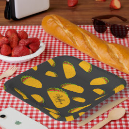 Plato De Papel Monograma del patrón de taco delicioso de Guay