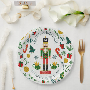 Plato De Papel Monograma del personalizado del pirata de navidad