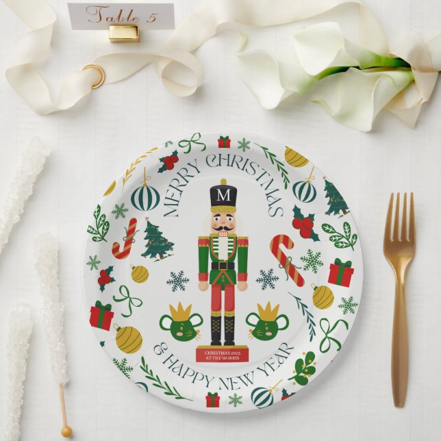 Plato De Papel Monograma del personalizado del pirata de navidad (Boda)