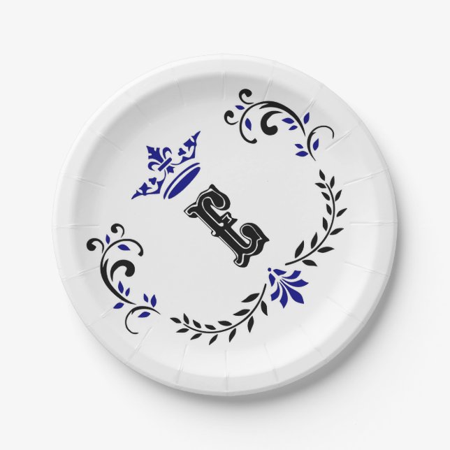 Plato De Papel Monograma 'E' de la corona (Anverso)