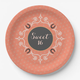 Plato De Papel Monograma ecuestre Lucky Horse Shoe