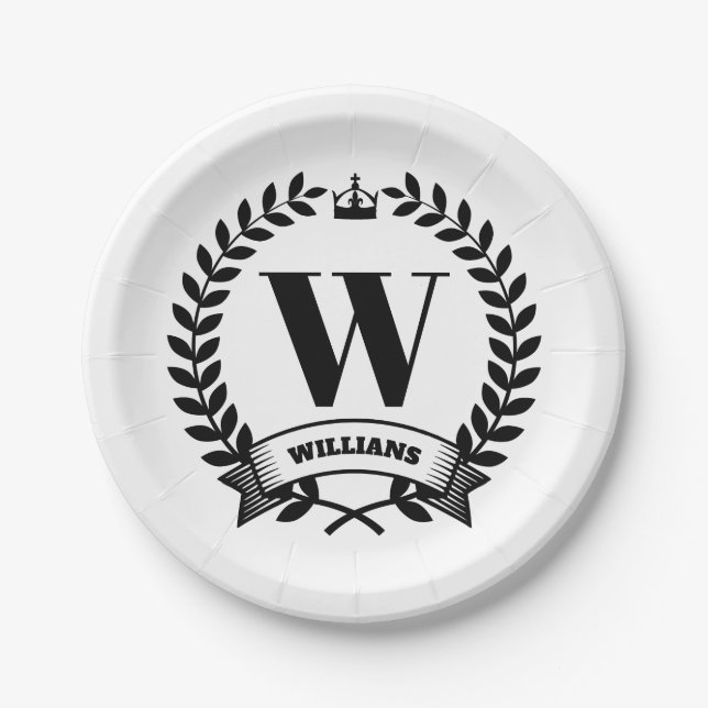 Plato De Papel Monograma familiar (Anverso)