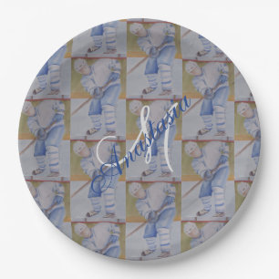 PLATO DE PAPEL MONOGRAMA FELIZ DEL FIESTA DEL HOCKEY