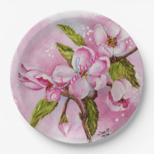 PLATO DE PAPEL MONOGRAMA FIESTA DE LA PRIMAVERA BLOSSOM PINCHA