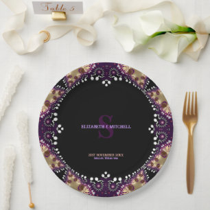 Plato De Papel Monograma Gothica Dark Magic Boda de eventos espec