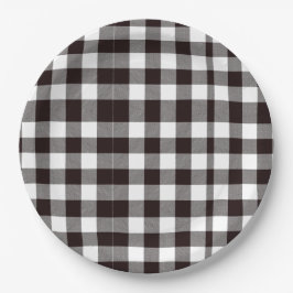 Plato De Papel Monograma Moda Rústica Marrón y blanco