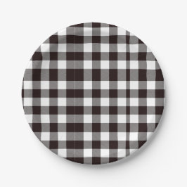 Plato De Papel Monograma Moda Rústica Marrón y blanco